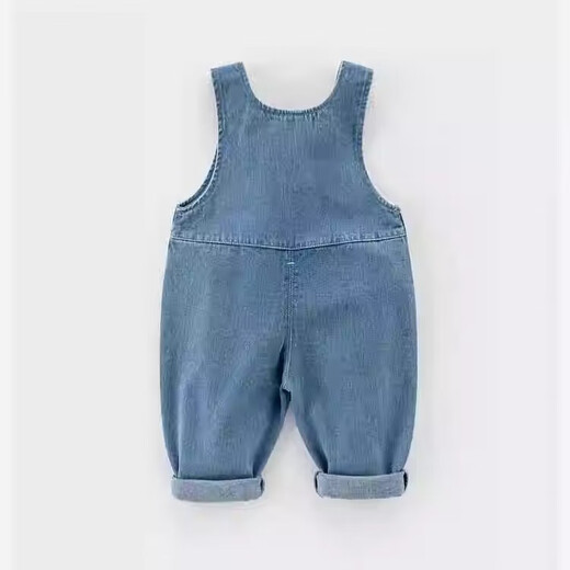 Children's Denim Overalls for Baby Boys Spring and Autumn Clothing 2025 Boys and Girls One-piece Denim Trousers Baby Pants Royal Blue Dinosaur Denim Overalls 100 (28-35Jin Jin is equal to 0.5kg)