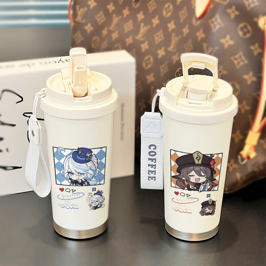二次元原神保温杯胡桃可莉派蒙可爱卡通水杯 BXAB15932胡桃 不锈钢内胆-520ML配挂绳