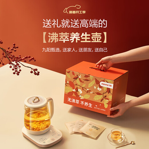 Joyoung Anti-overflow Boiling Household Health Kettle Mini One-touch Low Power Constant Temperature Kettle 0 Glue Light Sound Glass Tea Maker 15WY1J (office) Gift Color Pack