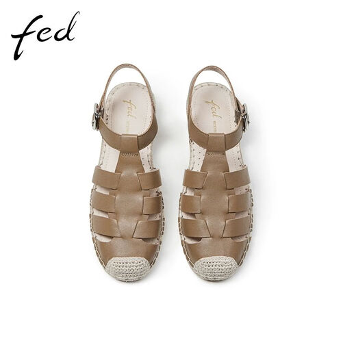 Fed Roman Sandals Summer Nouvelles chaussures pour femmes authentique en cuir rétro Retro Traité Sandales Hollow R0612-YAB718 BRORN 39