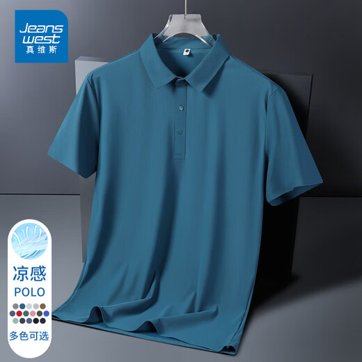 真维斯（JEANSWEST）王一博代言冰丝无痕POLO衫上衣男夏季薄款透气短袖吸湿排汗体恤衫 BYBL-12358曜石黑 3XL
