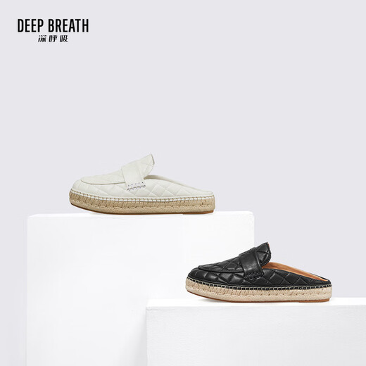 DEEP BREATH深呼吸女鞋休闲通勤百搭穆勒拖鞋渔夫鞋女AX11154 白 37