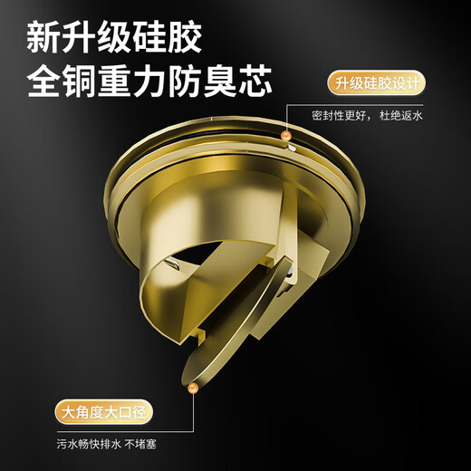 JMOOWO304 stainless steel floor drain shower washing machine bathroom thickened copper core floor drain sewer anti-insect and deodorizer gun gray shower area universal floor drain