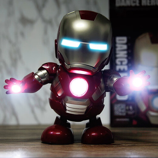 The best electric singing and dancing Iron Man robot toys for children, boys, babies, babies, 0-1 years old, girls, babies, 3 boys, dance Iron Man robots, gift box set, 4 songs, upgraded charging version + 3 rechargeable batteries + screwdriver