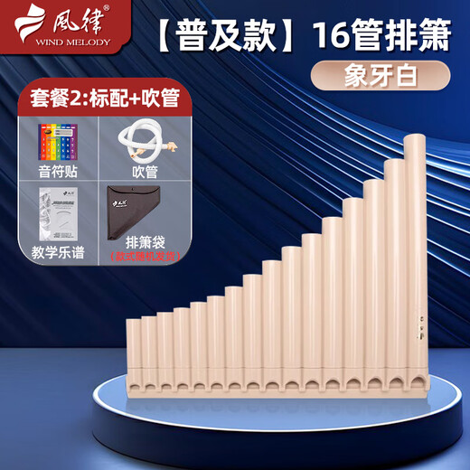 风律排箫初学专业演奏民族乐器16管18管22管音孔学校教学学生儿童专用 普及款 16管象牙白+吹管