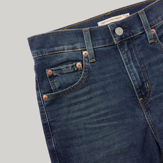Levis 25-jähriger Frühlings- und Sommer Neuer Frauen 724 hohe Taille Slim gerade Jeanshosen dunkelblau 26 (28)