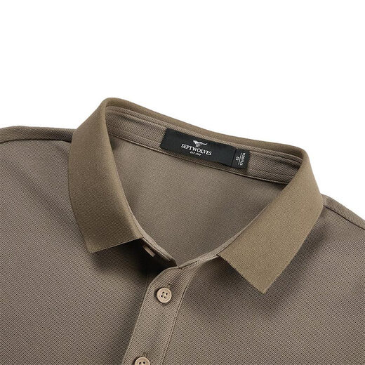 Sieben Wolf Short Sleeve T-Shirt Herren Sommergeschäft Paul Shirt Polo-Eis-Fresh Antibakterielles Revers-Basis-Hemd Männer-Eis-Silk Cooler Sinn 702 (tiefe Aprikose) -7A Antibakteriell XL (175)