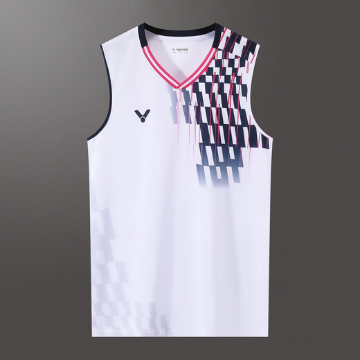 
She and other 25 new Victory Badminton Clothes Men and Women's Competition Suit Sports Set Quick-drying Breathable Short-sleeved Top 846 White Sleeveless (Men) XL