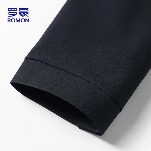 罗蒙（ROMON）外套男士春秋季商务休闲翻领上衣时尚干部行政夹克男装MK73黑色3X