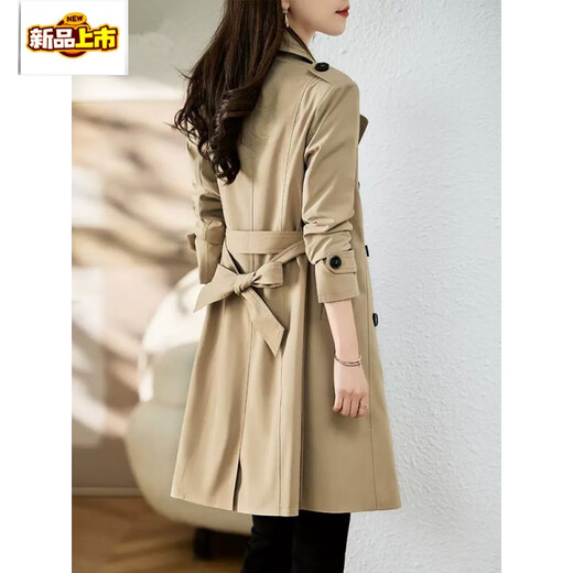 Chujing windbreaker women's 2025 spring new women's mid-length coat is popular this year Khaki M 90-105Jin Jin is equal to 0.5 kg