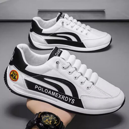 Zapatos de forrest gump zapatos para hombres transpirables pequeños zapatos blancos zapatos deportivos zapatos casuales zapatos de pedal de un pie a la altura de los zapatos de running resistente a la runda de desgaste AW66-blanca y azul 40