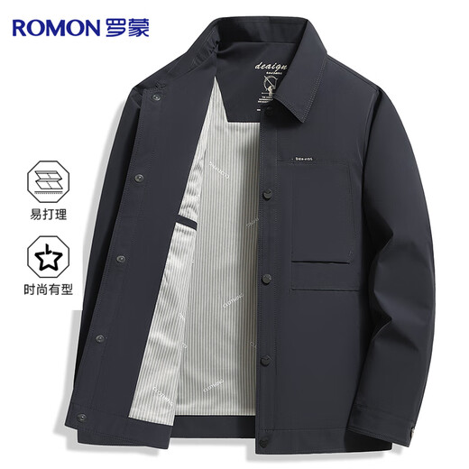 Romon Anti-wrinkle Jacket Men's Lapel Spring and Autumn Business Casual Jacket Middle-aged and Youth Tops Executive Workwear Jacket