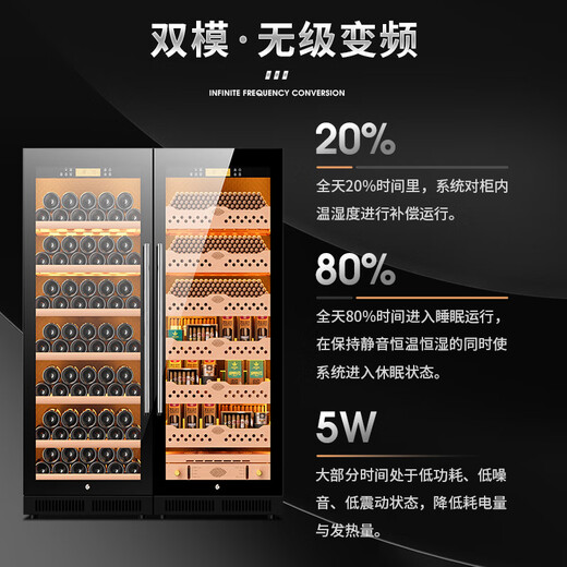 CIGARLOONG CL-120C1 Intelligent Constant Temperature and Humidity Cigar Cabinet Constant Temperature Red Wine Cabinet Negative Ion Ammonia Purifier WiFi Remote IoT Frequency Control Large Capacity Double Door Cigar and Red Wine Double Cabinet Wood Grain Red Cedar Wood Cigar and Red Wine Style WiFi + Purification Ammonia + Constant Temperature and Humidity