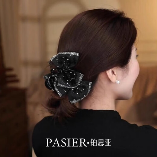 Persia Paris Princess Hair Clip Women's 2025 New High-end Bow Shark Clip Temperament Clip Headdress Flashing Star 8cm