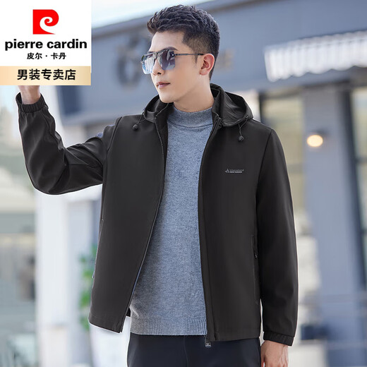 Pier Cardin 2025 Neues Nähr- und ältere Jacke Spring- und Herbstjacke Herren-locker Windproof-Oberteil kann den Hut Daddy Herren Kleidung schwarz N9716 170/m Einzelgröße abheben