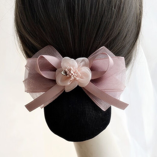 Qianfu [30 days 1478 pieces] Professional head flower female Korean style bow hotel nurse work headdress small fragrant style net bag S0045 [Naru Blue] Flower [Small Net