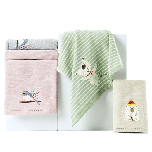 
Gold 2 towels Class A gauze double-layer household face wash bath adults and children enlarged bath towel gray (GA3884HT) (Double 1