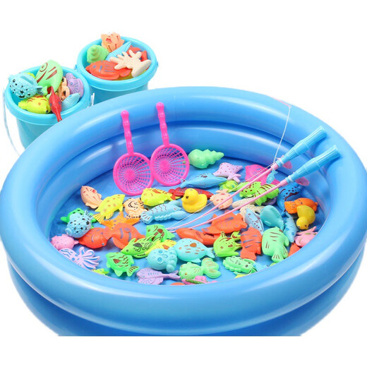ZNMW children's fishing and water toys magnetic fish children 1 one 2 two 3 three 6 and a half years old baby early education girl boy 14-piece set fishing 12 fish 1 rod 1 net without pond