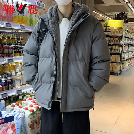 Chaqueta de algodón de algodón con capucha de invierno de yalu algodón chaqueta de pan chaqueta de pan en espesor de gran tamaño de invierno ropa ropa para hombres 9888 negros xl