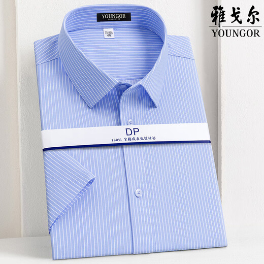 MAYOR Yageo Summer New Men's Business and Casual Thin Non-Iron Pure Cotton Short-Sleeve Shirt Ice Feeling 92001D White Short-Sleeve L 175/96A 41 Code Recommendation [140-160Jin [Jin equals 0.5 kg]