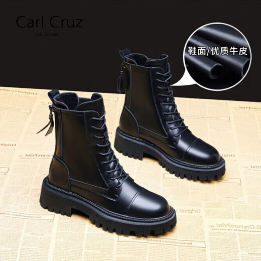 Carl Cruz Fashion Martin Boots Damen 2024 neuer Sommer in hohen hohen kleinen Stiefeln Dicke Sohle Britisch-Stil Slim mittelgroß