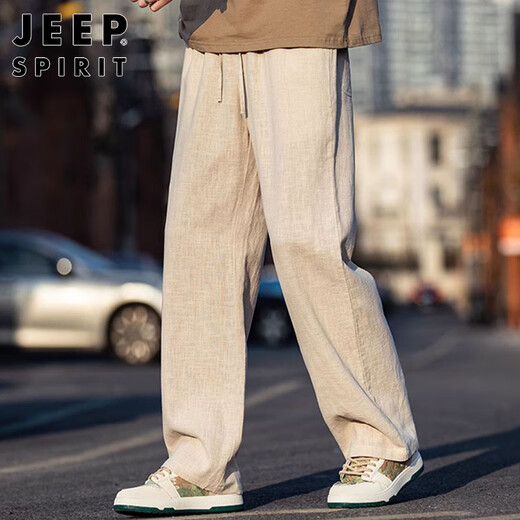 JEEP SPIRIT Jeep casual pants men's summer thin cotton and linen pants men's casual trousers Chinese men's clothing linen XL