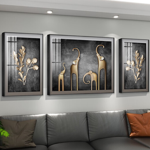 Light luxury abstract living room decoration painting feel sofa background wall soft furnishing mural simple and atmospheric study crystal porcelain painting TXMG12048 Middle 100*70cm/right 50*70cm suitable for 3