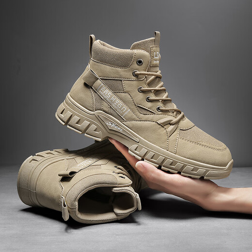 Western Region Kamel Martin Boots Herrenschuhe Spring High-Top Britisch-Stil Mittelbekleidung Stiefel Outdoor Mountainering Labour Protection Desert Battle Boots Sommer Khaki Upgrade Modell 39