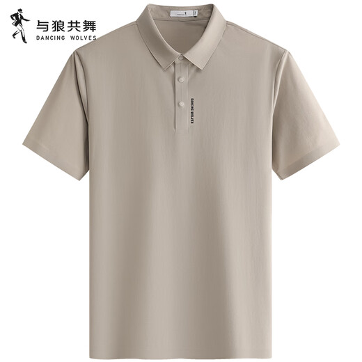 
Dancing with the wolf [high elastic and quick drying] lapel short-sleeved T-shirt for men 2025 summer new business casual breathable POLO shirt 6105 khaki 701 M (170)