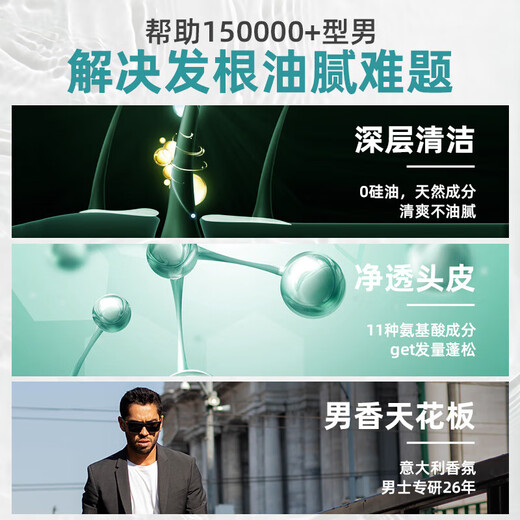 罗曼诺（ROMANO）洗发水男控油去屑滋养清爽留香洗发露 经典净透护发香型600g