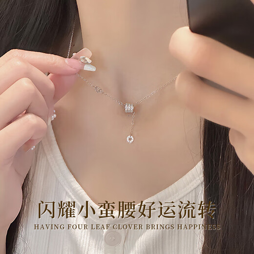 Zhou Baifu sterling silver small waist necklace women 2025 new light luxury clavicle chain pendant birthday gift for girlfriend