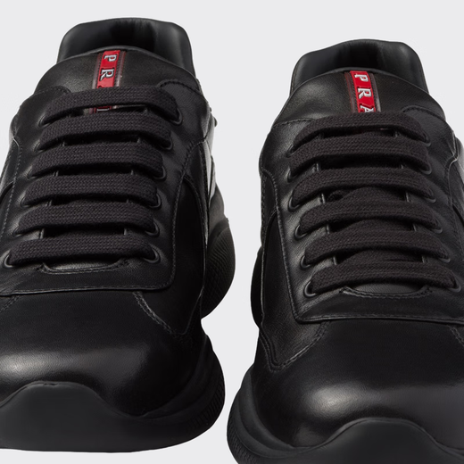 PRADA/Prada Gift Men's Prada Americas Cup Nappa Sheep Leather Sneakers Black 41 (7)