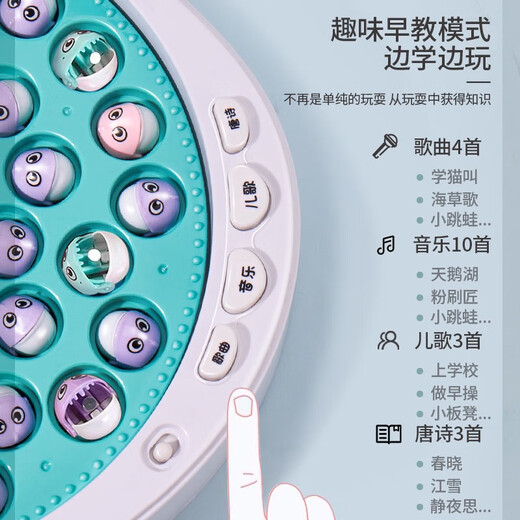 Fishing toys for children electric rotating baby one year old 1 girl 2 boys 2 boys 3 to 6 girls toddler small magnetic fishing set pink 45 fish battery version