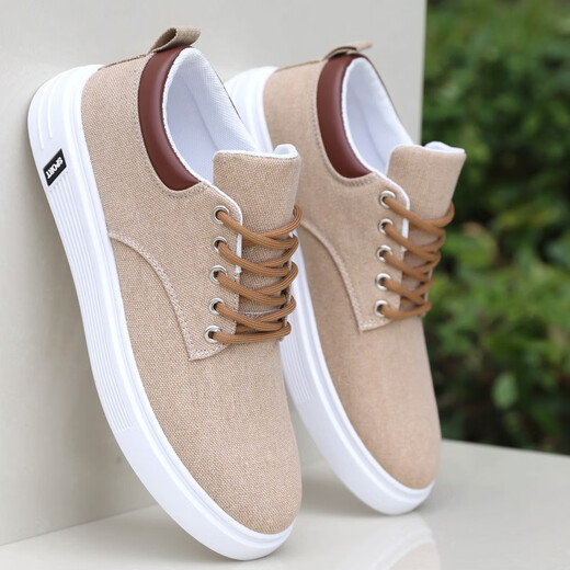 Yierkan Prince old Beijing cloth shoes men's shoes spring and summer versatile sneakers men's sports casual shoes soft sole breathable canvas shoes men Z-898 Khaki (flat bottom) 38