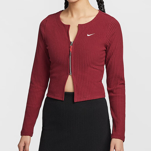 耐克（NIKE）长袖T恤女装2025春季新款运动服针织修身圆领打底衫HV8459-677 HV8459-677本命年红 M