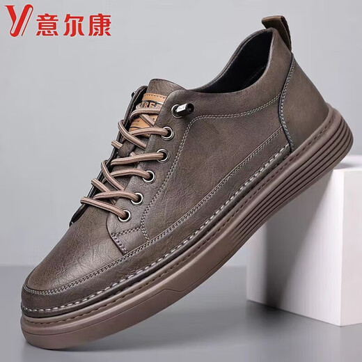 Yierkang Yrc Men's Shoes 2024 Nuevos zapatos de cuero casual de hombres transpirables y versátiles zapatos de fondo suave bajo liviano Shoes para hombres 6636 Modelo negro de cuatro estaciones de cuatro estaciones 40 equivalente a los zapatos deportivos tamaño 41