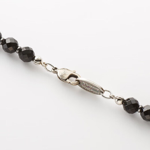 Vivienne Westwood Queen Mother Black Agate Single Layer Necklace Black Necklace for Girlfriend Birthday Gift Genuine Women