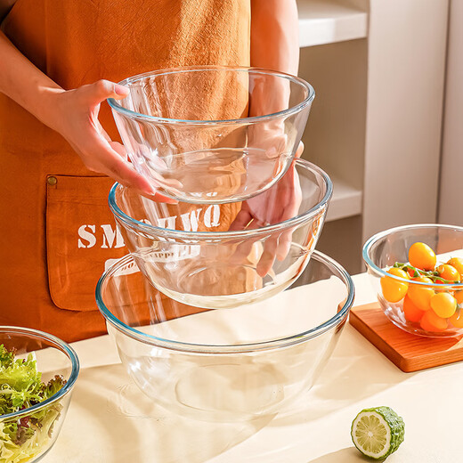 Meal General Transparent Glass Bowl High Temperature Resistant Household Baking Glass Basin and Noodle Cake Egg Salad Instant Noodle Bowl Large Soup Bowl Glass Salad Bowl 1 piece 4500ml