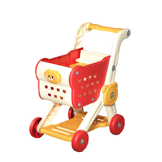 Wanre Children's Play House Cart Toys Baby Small Trolley Fruit Fruit Cher Le Kitchen Supermercados y niñas Compras de compras de tres pisos [Ultra gran capacidad] Diseño anti-inversión [paquete adicional] [solo 15 frutas y verduras]