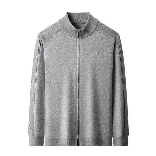 
Tommy Hee Kelly Tommy Pure Wool Cardigan Jacket Men's Middle-aged Spring and Autumn New Stand-collar Zipper Knitted Top New Bedding 4XL 190 [Suggested 190-195Jin [Jin equals 0.5 kg]]