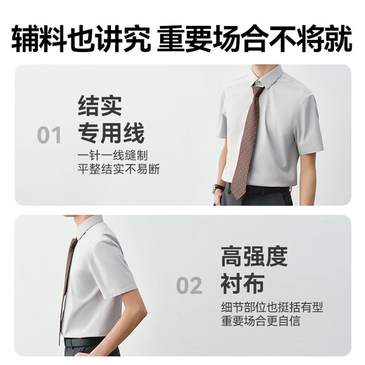 
JD.com short-sleeved shirt men's business velvet cotton shirt men's white shirt jacket birthday gift blue 42