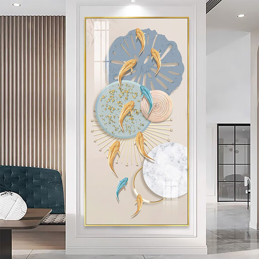 Nuevo estilo Resumen Decoración Pintura de jiuyu Imagen moderna de estilo minimalista Corredor Aisle Fondo de pared Pintura colgante de cristal Mural TXMG11143 60*120 Ancho de pared 80-90cm Aleación de aluminio negro elegante