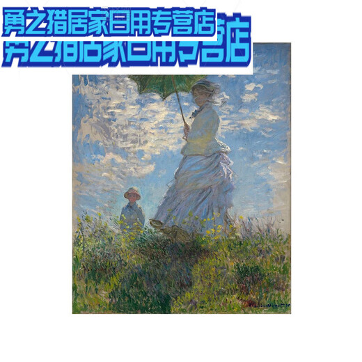
Digital oil painting DIY Monet woman holding parasol Poppy flower painting hand-drawn painting fill color oil painting 1315 Poppy field Monet