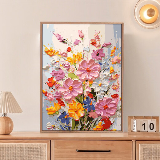 今福今贵繁花似锦diy数字油画填充涂色丙烯手绘感油彩画 客厅装饰挂画 nx12610 40*50cm绷好实木内框+外框(免安