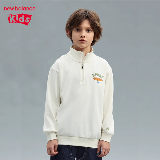 NewBalance NB Clothing pour enfants hommes et femmes enfants 2025 Spring Nouvelle tendance de mode marque Half Turtle Necp Zipper Sweethirt 7ZF13063 7ZF13063-CM CRAME blanc 110 cm
