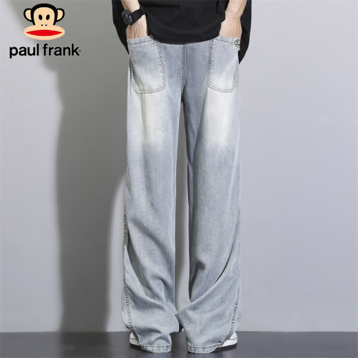 大嘴猴（paul frank）牛仔裤男夏季天丝垂感冰丝裤子男士宽松休闲裤男裤 怀旧蓝色 2XL