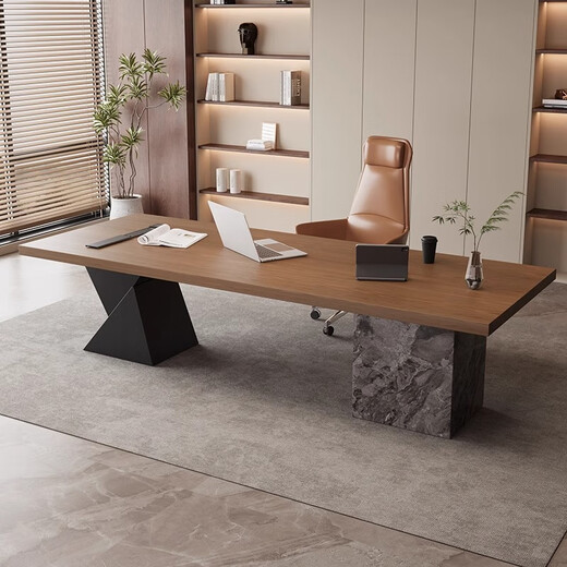 Hanjitangyu light luxury modern solid wood office desk boss desk Italian minimalist study desk home ash wood business executive desk ash wood 200*80*73*3cm office computer desk