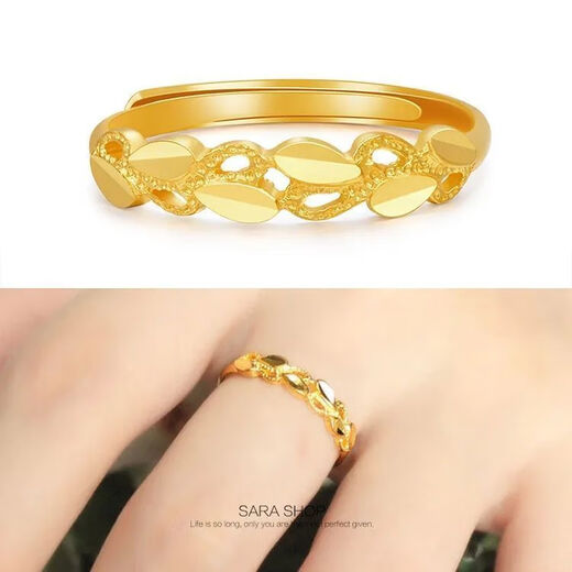 Ya Ge Ring Women's Vietnamese Sand Gold Ring Anti-gold Long-lasting Fashion 520 Valentine's Day Mother's Day Gift Plain Circle Glossy Standard Gift Box