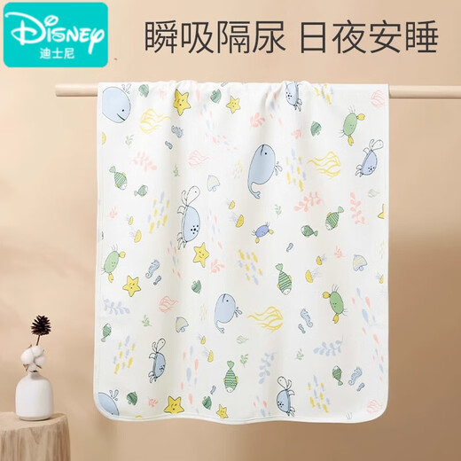 迪士尼（Disney）隔尿垫婴儿童纯棉a类防水可水洗透气宝宝隔夜姨妈床垫大尺寸尿布 1条装【海底世界】A类纯棉 70x100cm