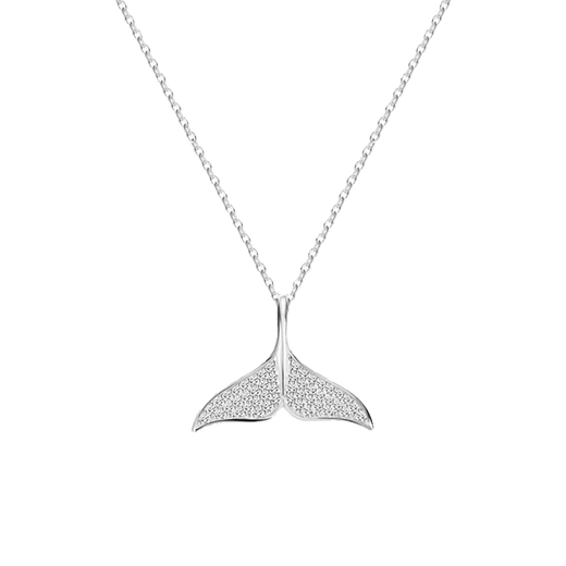 Pt950 Platinum Necklace Mermaid Fish Tail Necklace Girls Clavicle Chain Light Luxury Niche Birthday Gift for Girlfriend Light Luxury Full Diamond Mermaid Tail Necklace